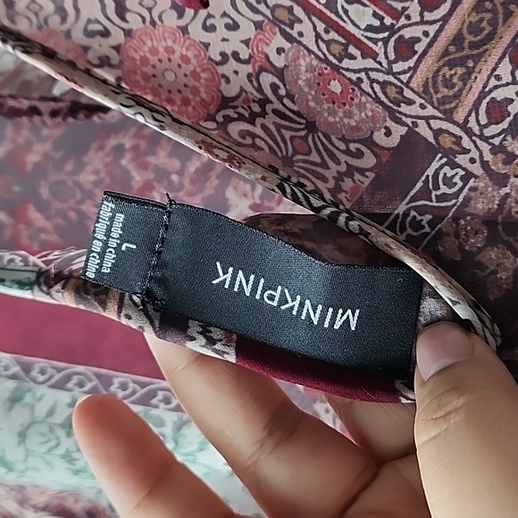 Minkpink Boho Patchwork Print Flounce Sleeve Sheer Hi Lo Blouse - Picture 7 of 8